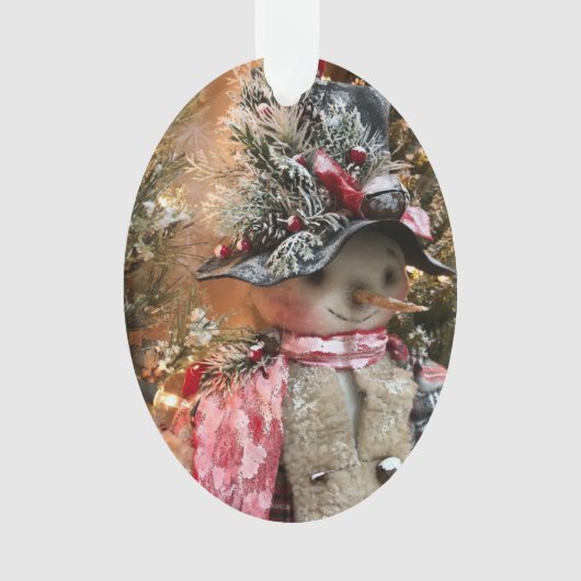 Land Forest Snowman Primitive Ornament (voorkant)