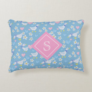 land ganzenpatroon monogram accent kussen