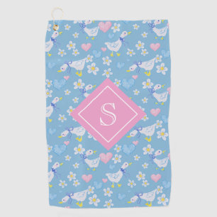 land ganzenpatroon monogram golfhanddoek