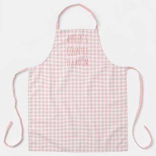 Land Gingham Check Pink and White - gepersonalisee Schort