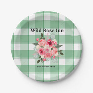 Land Gingham Wilde Rozen B & B Aangepaste boerderi Papieren Bordje