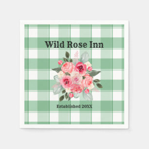 Land Gingham Wilde Rozen B & B Aangepaste boerderi Servet