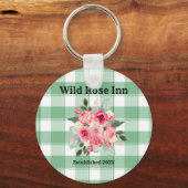 Land Gingham Wilde Rozen B & B Aangepaste boerderi Sleutelhanger (Voorkant)
