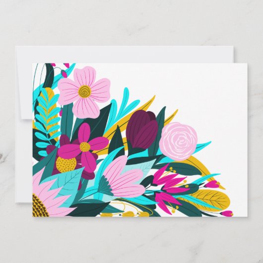 Land Gouden Roze Bloem Bladeren Rand Verjaardag Kaart (Achterkant)