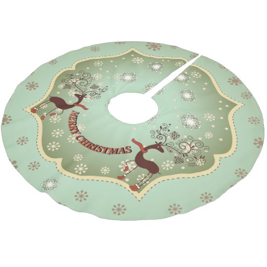 Land Green Whimsical Reindeer Kerstboom Rok (Gekanteld)
