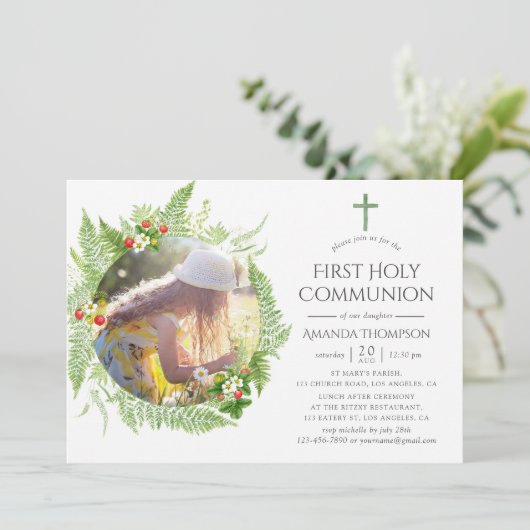 Land Greenery First Heilige Communie Kaart (Staand voorkant)