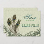 land - groene pauw redden datum aankondigingskaart (Voorkant / Achterkant)