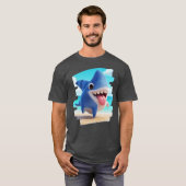 Land Half Cute Dog Half Whimsical Shark 3D retro T-shirt (Voorkant volledig)