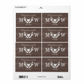 Land herten gewei bruiloft water fles labels (Full Sheet)