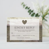 Land Hout Hart Bruiloft RSVP Kaartje (Staand voorkant)