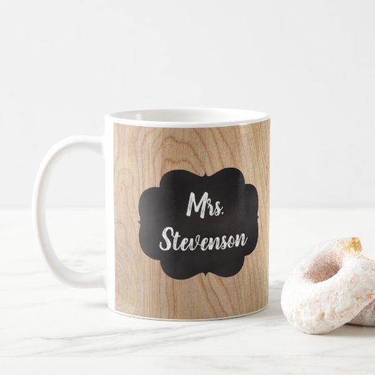 Land Hout Man/Vrouw Leraar Custom Koffiemok (Met donut)