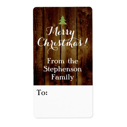 Land  Hout Merry Christmas Gift Label (Voorkant)