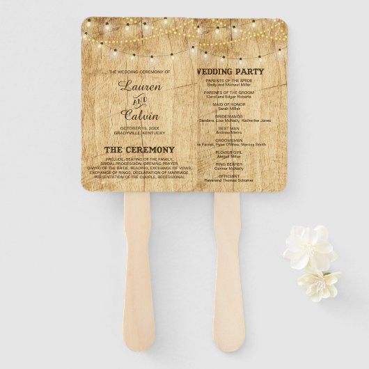 Land Huwelijksceremonie Programma Fan Handwaaier (Voorkant en achterkant)