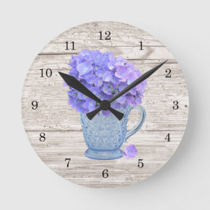 Land Hydrangea Wall Clock Ronde Klok
