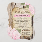 Land Hydrangeas en Rustisch Baby shower Kaart (Voorkant / Achterkant)
