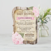 Land Hydrangeas en Rustisch Baby shower Kaart (Staand voorkant)