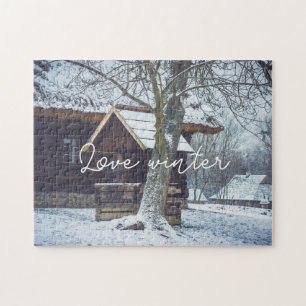 Land in sneeuw legpuzzel