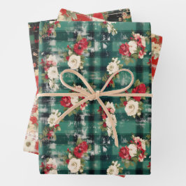 Land Kerst Plaid Florals Noodlijdend Inpakpapier Vel