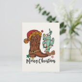 Land Kerst Westerne laars Feestdagenkaart (Staand voorkant)