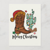 Land Kerst Westerne laars Feestdagenkaart (Voorkant)