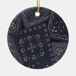 Land Kerstblauw Bandana Keramisch Ornament