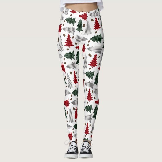 Land Kerstbomen en Pinecones Leggings (Voorkant)