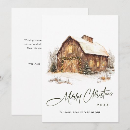 Land Kerststal Pine Tree Corporate Feestdagenkaart (Voorkant / Achterkant)