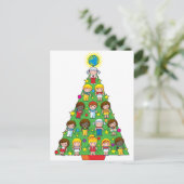 Land Kinderen Kerstboom Feestdagenkaart (Staand voorkant)