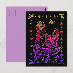 LAND KIP, EI, CHICK & FOLK ART GRENS BRIEFKAART
