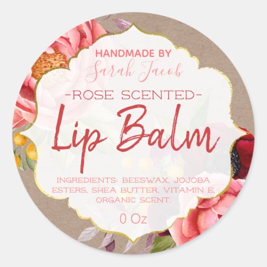 Land Kraft Bloemen Lip Balm Label (Voorkant)