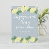 Land Lemon Boho Blush Blue Engagement Party Kaart (Staand voorkant)