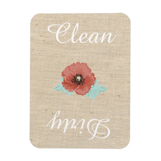 Land Linen Red Peonies Dishwasmachine Magnet Magneet (Verticaal)