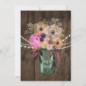 Land Mason Jar Houten Bloem Bruiloft Uitnodiging (Achterkant)