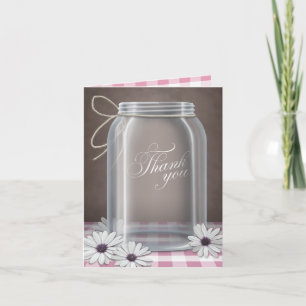 Land Mason Jar Madelief Roze Bedankt kaarten