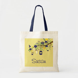 Land Mason Jar Navy Blue en Yellow Tas