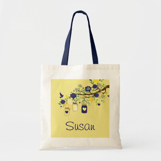 Land Mason Jar Navy Blue en Yellow Tas (Voorkant)