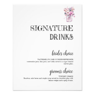 Land Mason Jar Signature Drinken Bruiloft Bar Foto Afdruk
