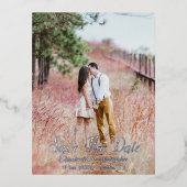 Land met als achtergrond de datum opslaan folie uitnodiging briefkaart (Voorkant)