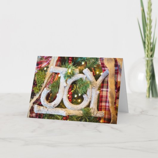 Land met Kerstmis Kaart, "Joy" Feestdagen Kaart (Voorkant)