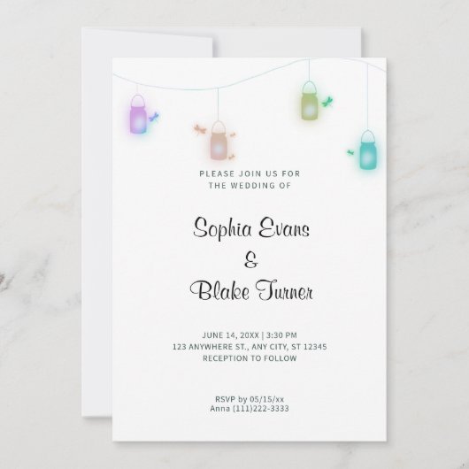 Land met kleurcode Mason Jars White Wedding Kaart (Voorkant)