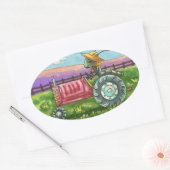 LAND MIER BOERDERIJ BUG OP TRACTOR STICKER Ovaal V (Envelop)