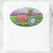 LAND MIER BOERDERIJ BUG OP TRACTOR STICKER Ovaal V (Tas)