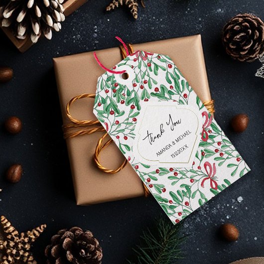 Land Mistletoe Waterverf Handgeschilderd Cadeaulabel