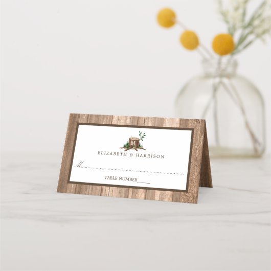 Land Monogram Boom & Hout Bruiloft (Voorkant)