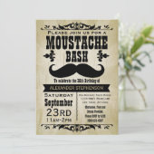Land  Mustache Bash Verjaardagsfeestje Kaart (Staand voorkant)