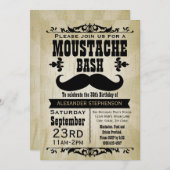 Land  Mustache Bash Verjaardagsfeestje Kaart (Voorkant / Achterkant)