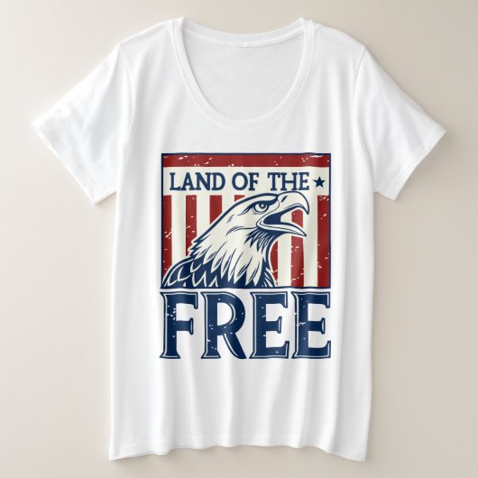 Land of the Free - Amerikaanse adelaar Grote Maat T-shirt (Design voorkant)