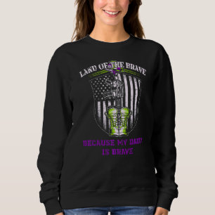 Land of the Free My Daddy is Brave Purple Up Milit Trui