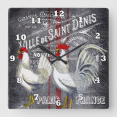 Land Parijs rooster decor Vierkante Klok (Voorkant)