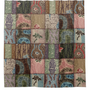Land patchwork quilt, 3D textuur. Douchegordijn